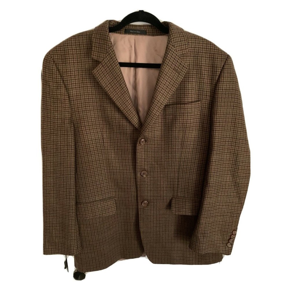 Lauren Ralph Lauren 39R Brown Wool Houndstooth
